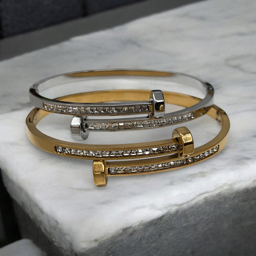 Stone Screw Stainless Steel Bangle