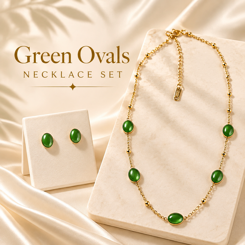 Green Ovals Necklace Set