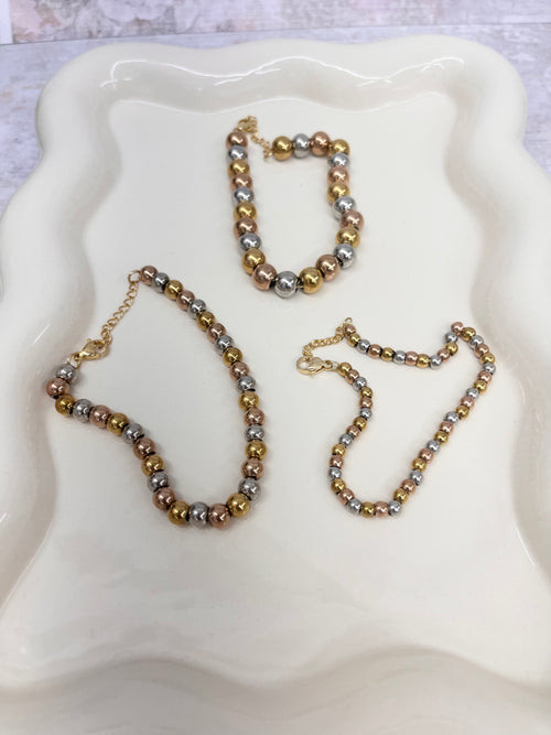 Triple Tone Stainless Steel Bracelet