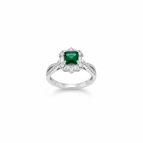 Anillo de esmeralda en talla esmeralda