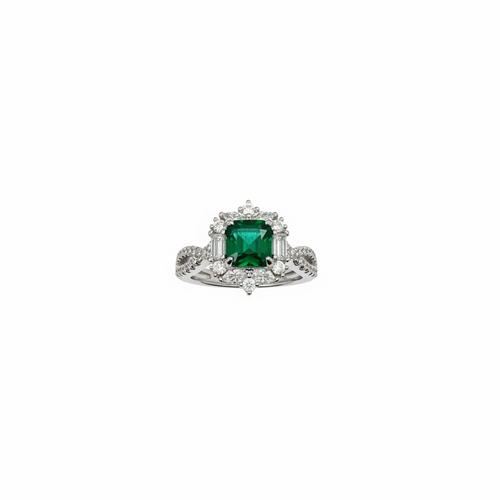 Anillo de esmeralda en talla esmeralda