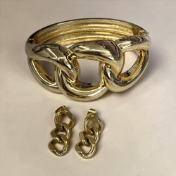 Cuban Link Cuff & Earrings Bundle