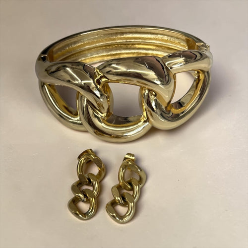 Cuban Link Cuff & Earrings Bundle