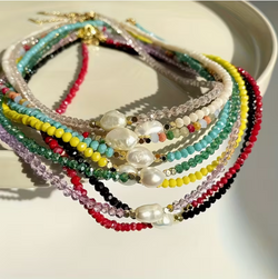 Crystal Beads & Pearl Necklace